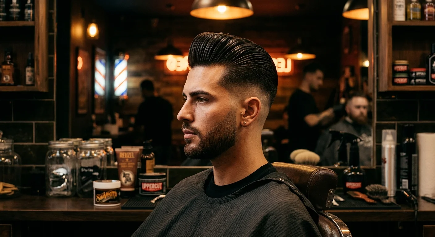 Finished slicked-back pompadour cut from Dapper Fellas portfolio